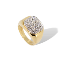 Anello chevalier da uomo in oro giallo 18 kt con pavé di diamanti naturali G VS – 10.00 g – 0.63 ct – Idee Preziose dal 1987 - IP.AK18G/2D